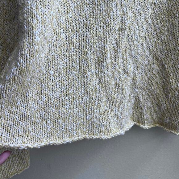 Eileen Fisher V-Neck Cotton Blend Knitted Yellow White Sweater Tops Women's S - Picture 5 of 8